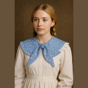 Vintage Handmade Eyelet Lace Collar Peter Pan Pastel Blue